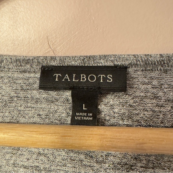 Talbots Sparkly Longsleeve Top Gray Women Size L - Picture 5 of 6